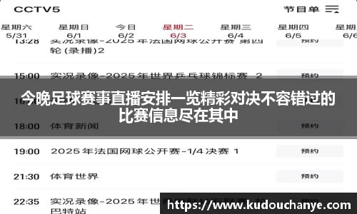 今晚足球赛事直播安排一览精彩对决不容错过的比赛信息尽在其中